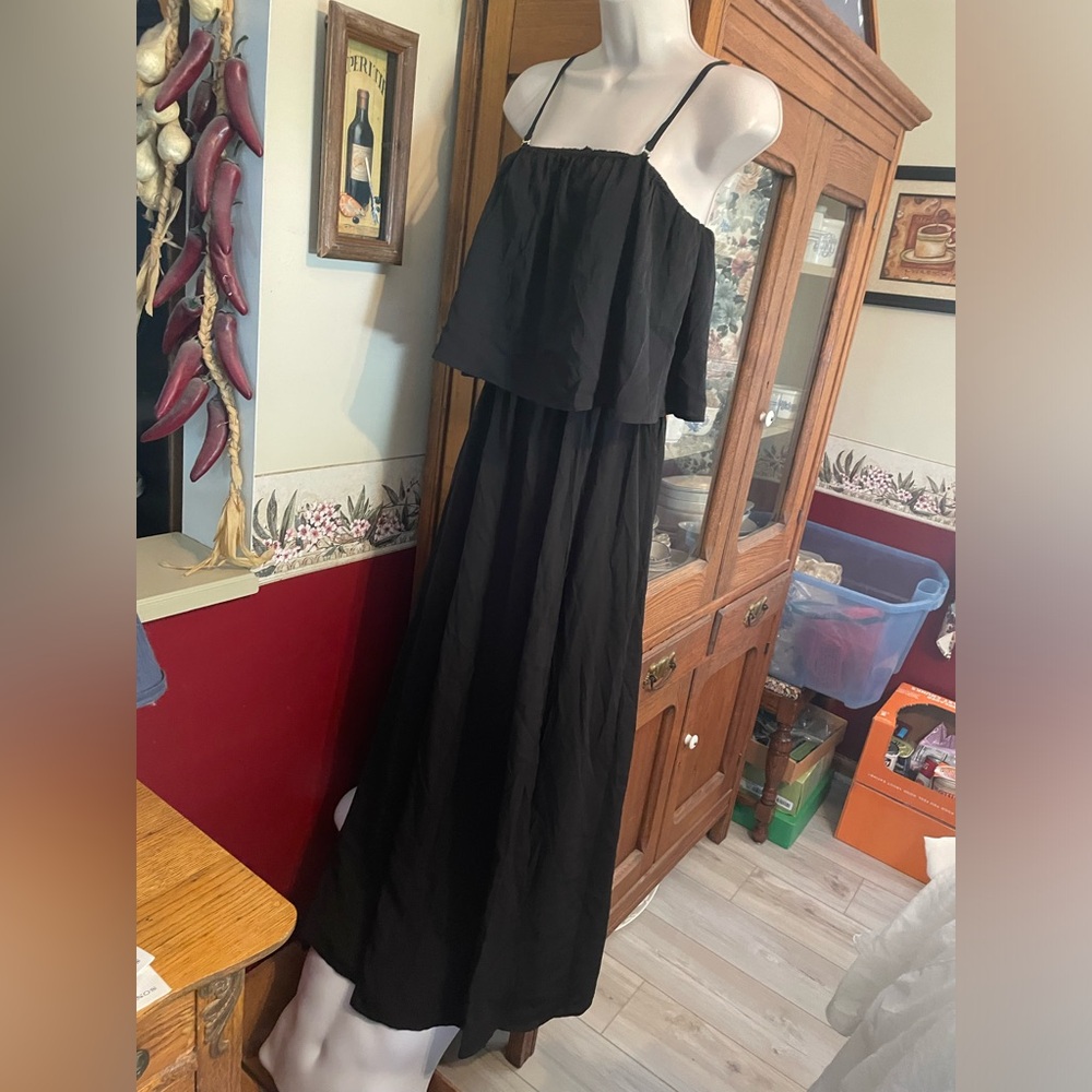 Black Tiered Spaghetti Strap Maxi Dress